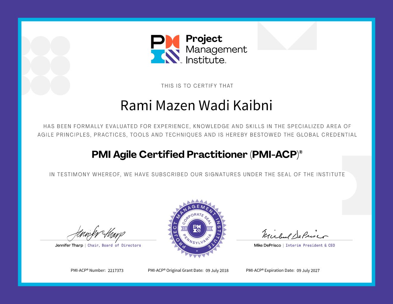 PMI-ACP Certificate 2027