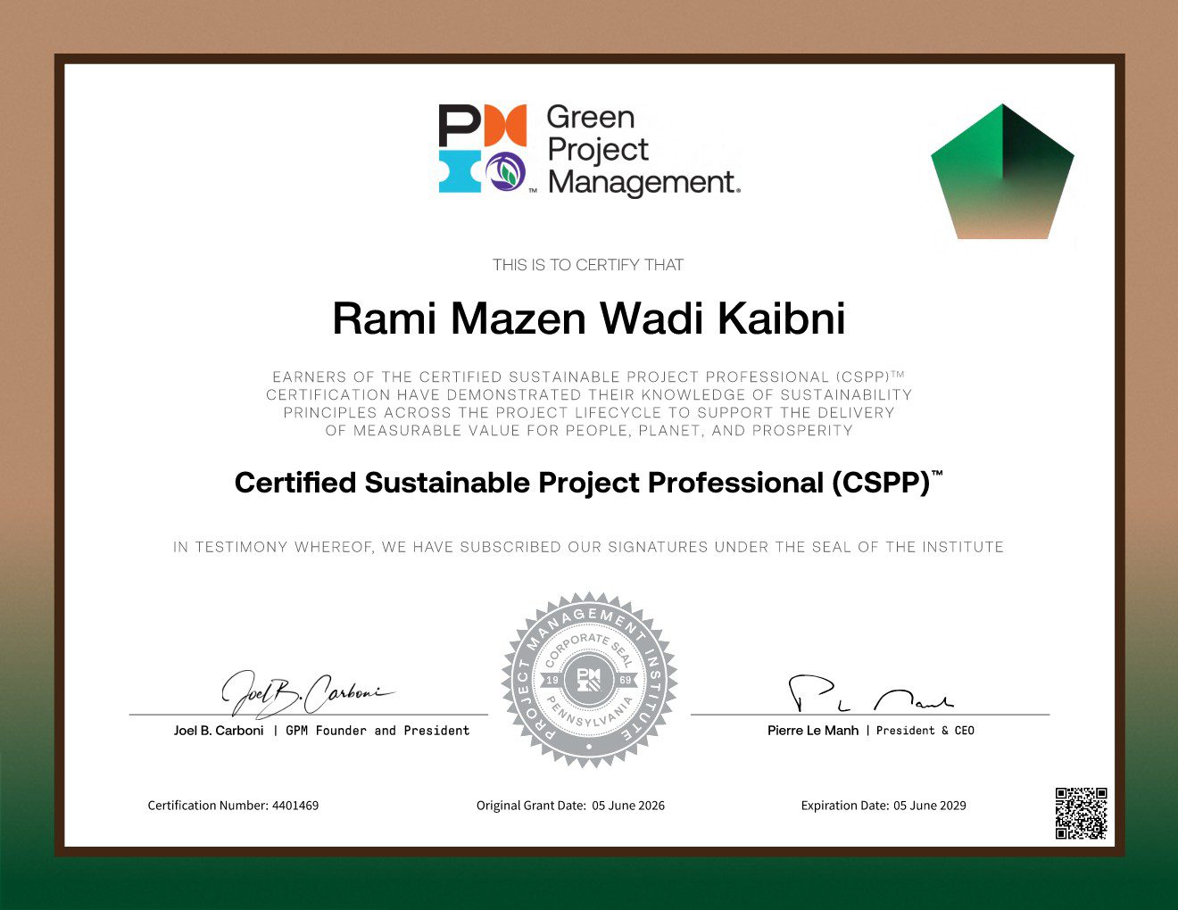 CSPP Certificate